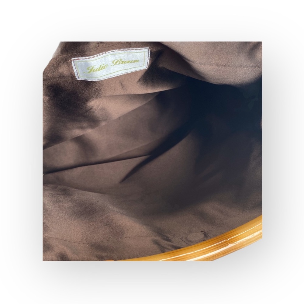 90’s: Julie Brown ꕥ Bamboo Boho Top Handle Satchel Bag ꕥ Chocolate Micro Suede ꕥ - Picture 8 of 16